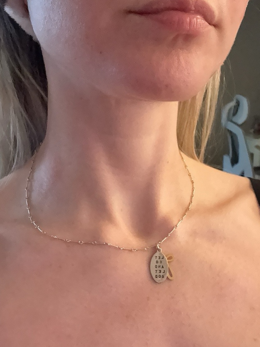 Two-Tone Silver and Gold Cross Pendant Necklace - Picture 3 of 4